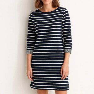Boden Preppy Navy Striped Cotton Long Sleeve Casual Luxe Breton Dress [size S]